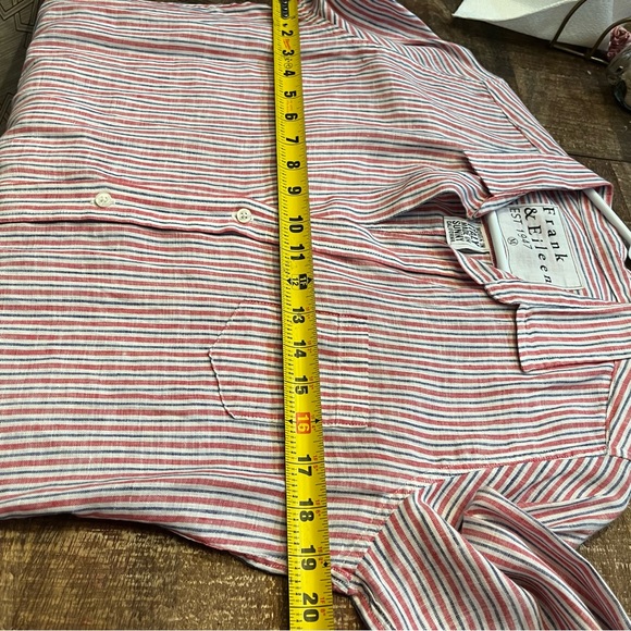 COPY - Frank & Eileen Red White blue Striped Linen Button Down Blouse Size medi… - Picture 3 of 7